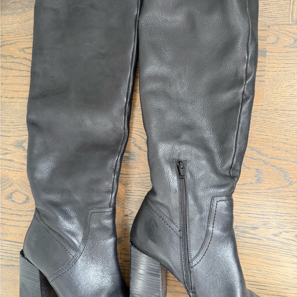 Free People Riley Black Leather Knee-High Women's Boots, slouchy. Size 9. EUC. - Picture 3 of 6